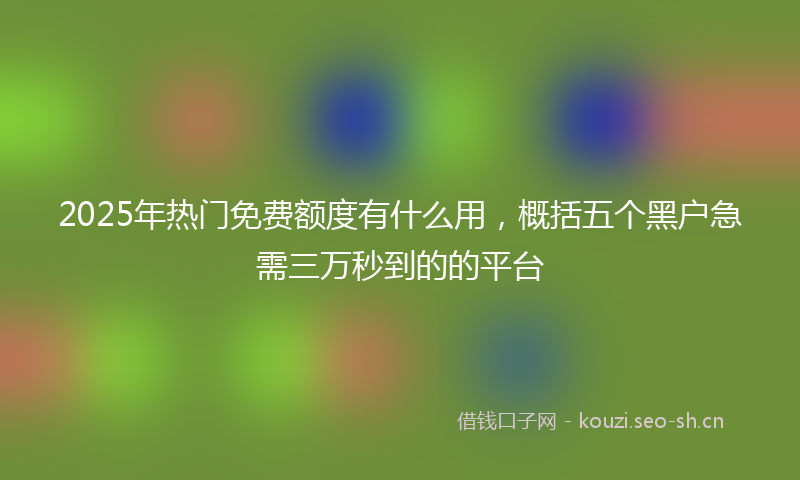 2025年热门免费额度有什么用，概括五个黑户急需三万秒到的的平台