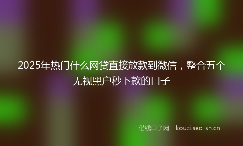 2025年热门什么网贷直接放款到微信，整合五个无视黑户秒下款的口子