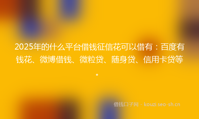 2025年的什么平台借钱征信花可以借有：百度有钱花、微博借钱、微粒贷、随身贷、信用卡贷等。