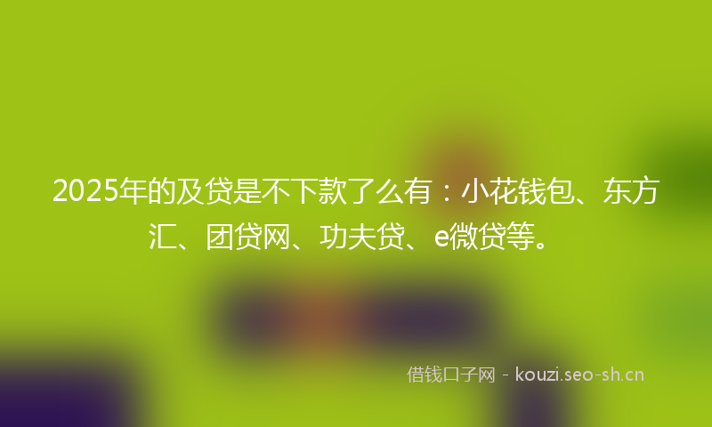 2025年的及贷是不下款了么有：小花钱包、东方汇、团贷网、功夫贷、e微贷等。
