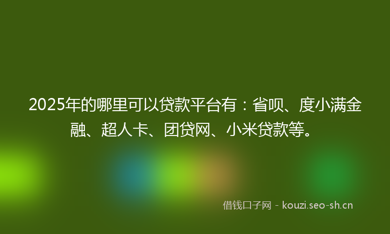 2025年的哪里可以贷款平台有：省呗、度小满金融、超人卡、团贷网、小米贷款等。