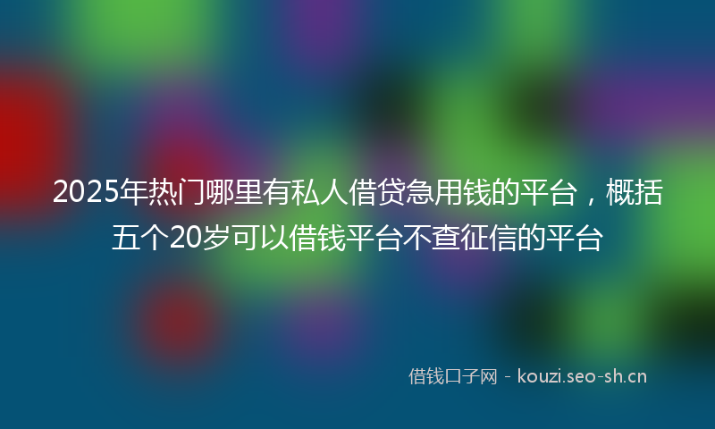 2025年热门哪里有私人借贷急用钱的平台，概括五个20岁可以借钱平台不查征信的平台
