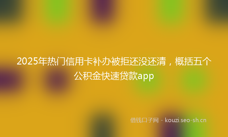 2025年热门信用卡补办被拒还没还清，概括五个公积金快速贷款app
