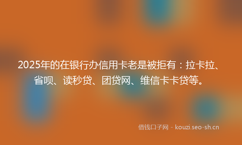 2025年的在银行办信用卡老是被拒有：拉卡拉、省呗、读秒贷、团贷网、维信卡卡贷等。