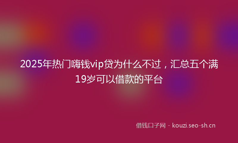 2025年热门嗨钱vip贷为什么不过，汇总五个满19岁可以借款的平台