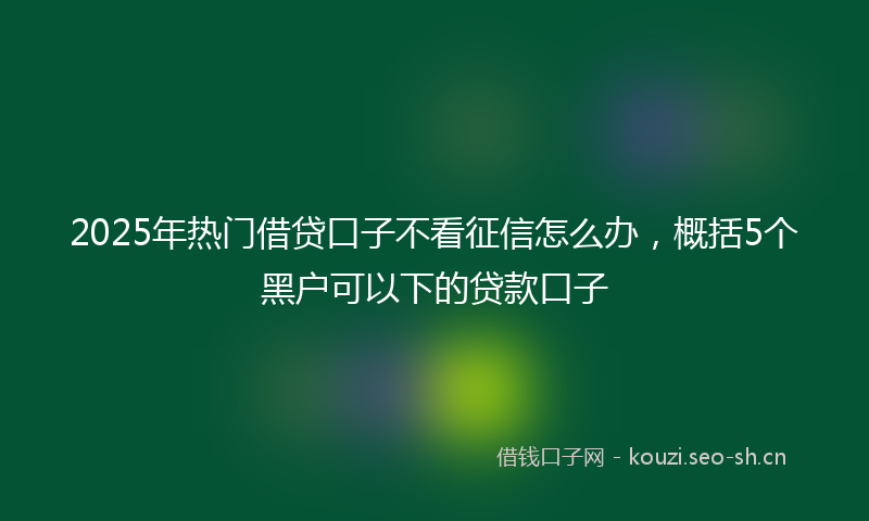 2025年热门借贷口子不看征信怎么办，概括5个黑户可以下的贷款口子