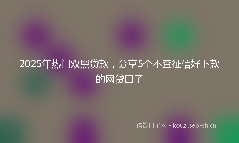 2025年热门双黑贷款，分享5个不查征信好下款的网贷口子