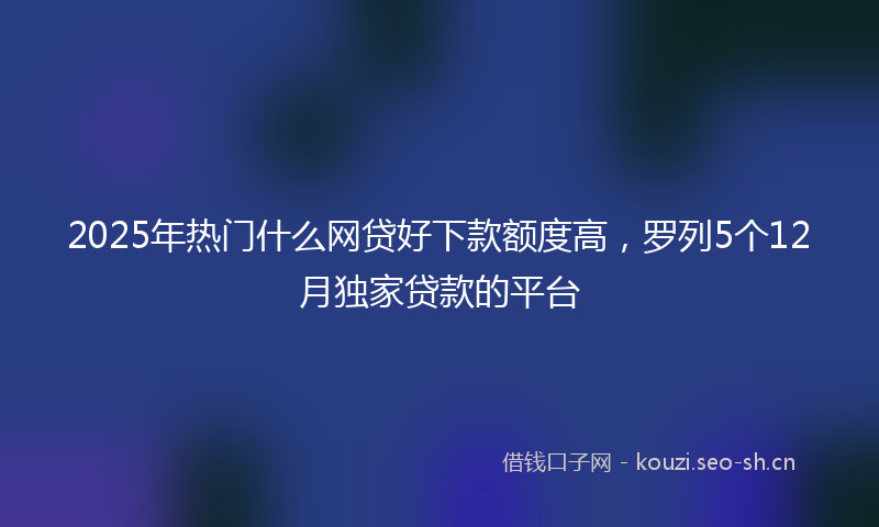 2025年热门什么网贷好下款额度高，罗列5个12月独家贷款的平台