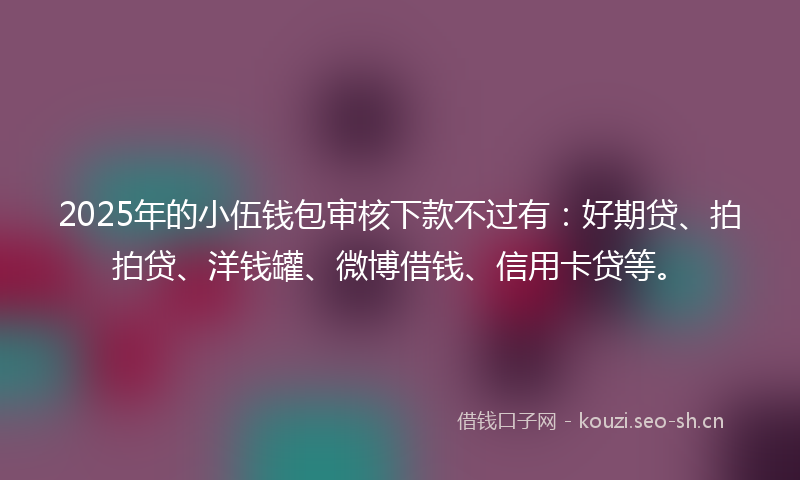 2025年的小伍钱包审核下款不过有：好期贷、拍拍贷、洋钱罐、微博借钱、信用卡贷等。