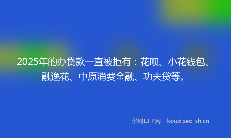 2025年的办贷款一直被拒有：花呗、小花钱包、融逸花、中原消费金融、功夫贷等。
