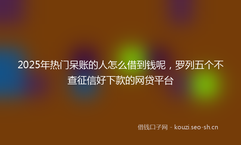 2025年热门呆账的人怎么借到钱呢，罗列五个不查征信好下款的网贷平台