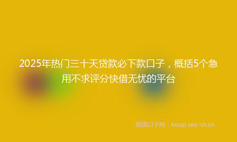 2025年热门三十天贷款必下款口子，概括5个急用不求评分快借无忧的平台