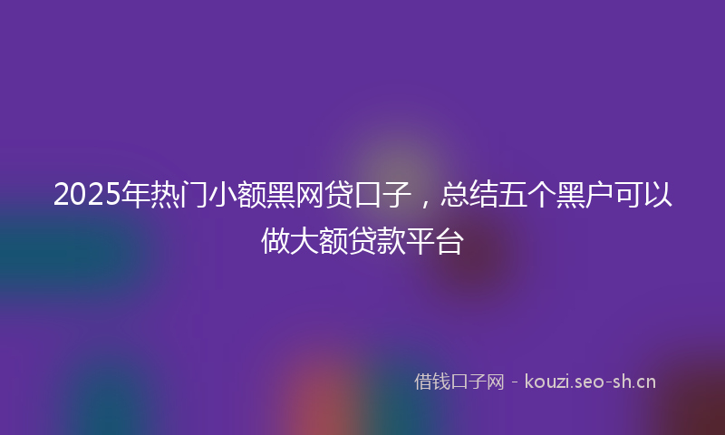 2025年热门小额黑网贷口子，总结五个黑户可以做大额贷款平台