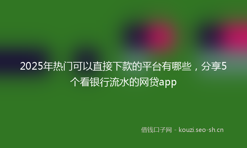 2025年热门可以直接下款的平台有哪些，分享5个看银行流水的网贷app