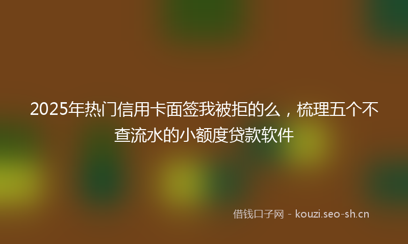 2025年热门信用卡面签我被拒的么，梳理五个不查流水的小额度贷款软件