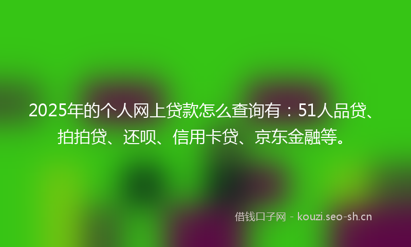 2025年的个人网上贷款怎么查询有：51人品贷、拍拍贷、还呗、信用卡贷、京东金融等。
