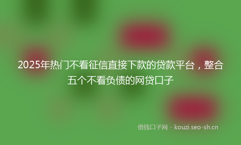 2025年热门不看征信直接下款的贷款平台，整合五个不看负债的网贷口子
