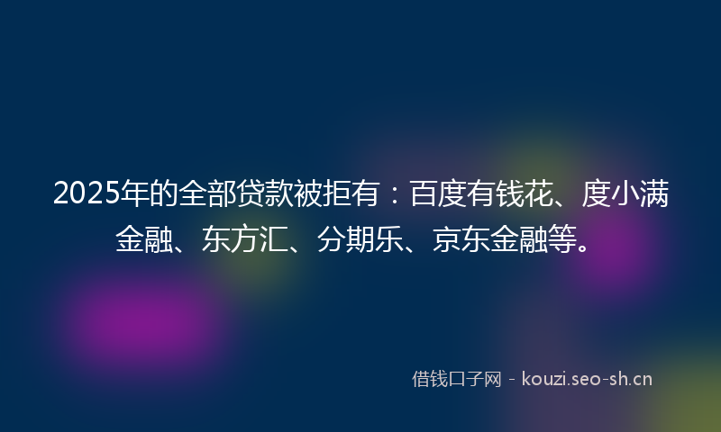 2025年的全部贷款被拒有：百度有钱花、度小满金融、东方汇、分期乐、京东金融等。