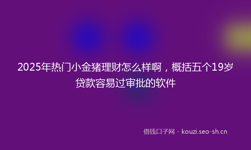 2025年热门小金猪理财怎么样啊，概括五个19岁贷款容易过审批的软件