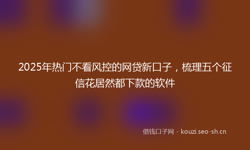 2025年热门不看风控的网贷新口子，梳理五个征信花居然都下款的软件