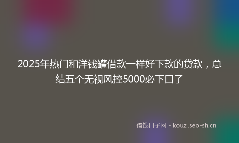 2025年热门和洋钱罐借款一样好下款的贷款，总结五个无视风控5000必下口子
