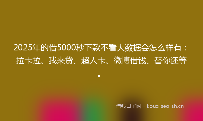 2025年的借5000秒下款不看大数据会怎么样有：拉卡拉、我来贷、超人卡、微博借钱、替你还等。