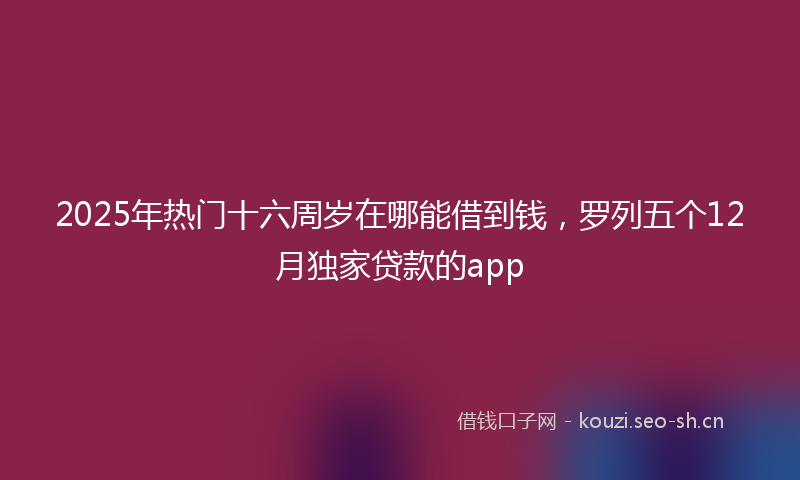 2025年热门十六周岁在哪能借到钱，罗列五个12月独家贷款的app