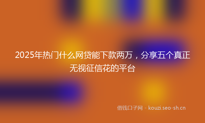 2025年热门什么网贷能下款两万，分享五个真正无视征信花的平台