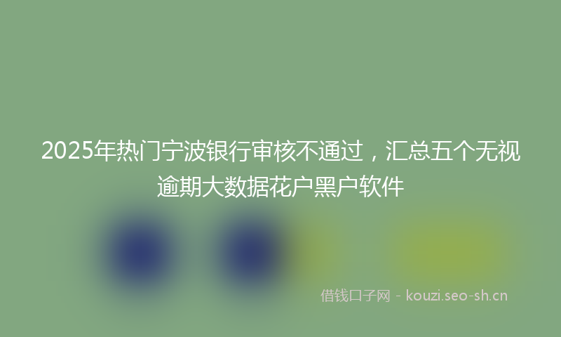 2025年热门宁波银行审核不通过，汇总五个无视逾期大数据花户黑户软件