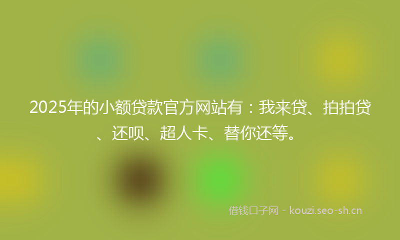 2025年的小额贷款官方网站有：我来贷、拍拍贷、还呗、超人卡、替你还等。