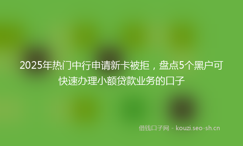 2025年热门中行申请新卡被拒，盘点5个黑户可快速办理小额贷款业务的口子