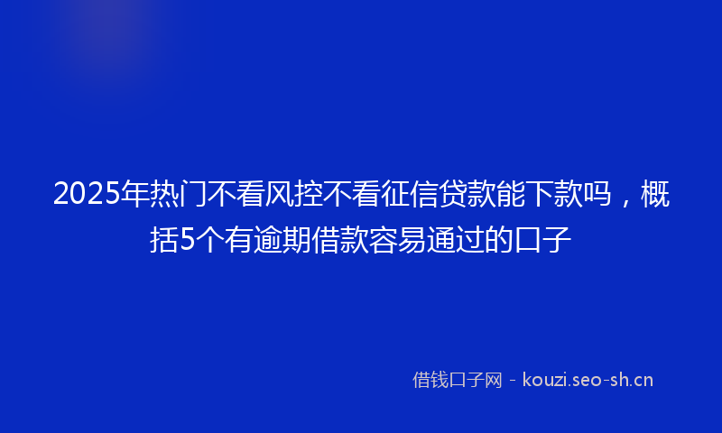 2025年热门不看风控不看征信贷款能下款吗，概括5个有逾期借款容易通过的口子
