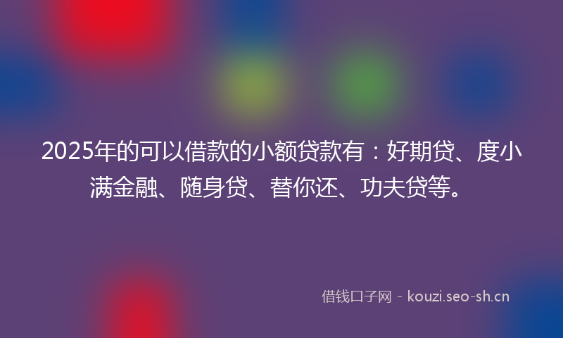 2025年的可以借款的小额贷款有：好期贷、度小满金融、随身贷、替你还、功夫贷等。