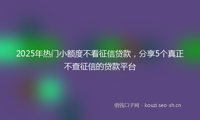 2025年热门小额度不看征信贷款，分享5个真正不查征信的贷款平台