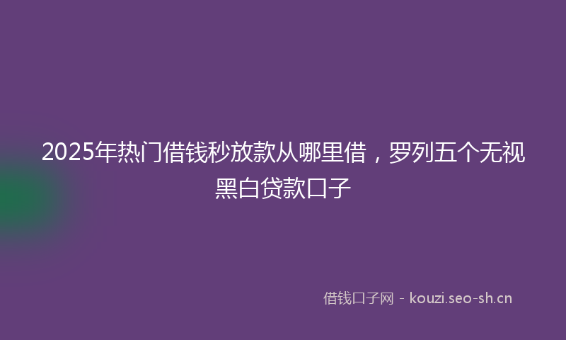 2025年热门借钱秒放款从哪里借，罗列五个无视黑白贷款口子