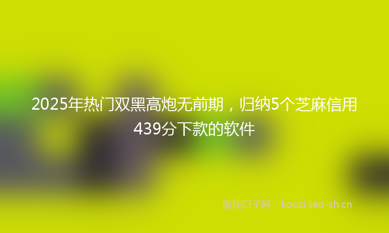 2025年热门双黑高炮无前期，归纳5个芝麻信用439分下款的软件