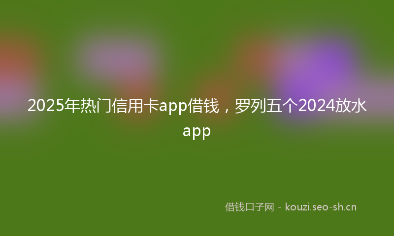 2025年热门信用卡app借钱，罗列五个2024放水app