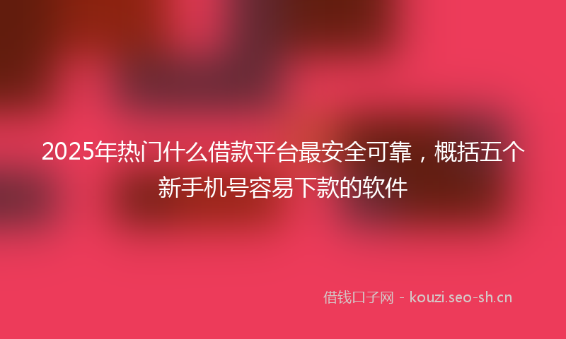 2025年热门什么借款平台最安全可靠，概括五个新手机号容易下款的软件