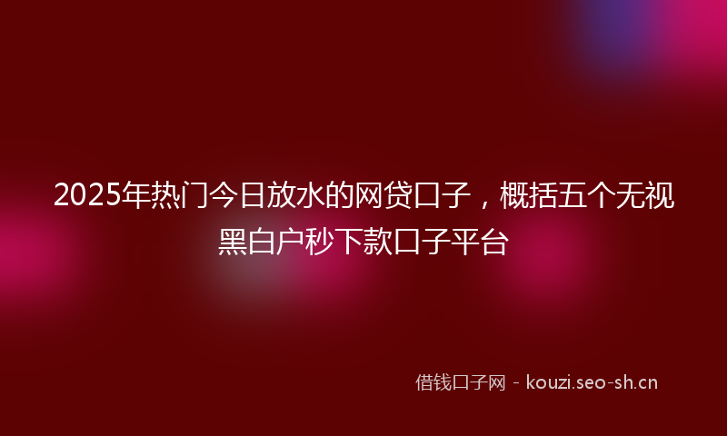 2025年热门今日放水的网贷口子，概括五个无视黑白户秒下款口子平台