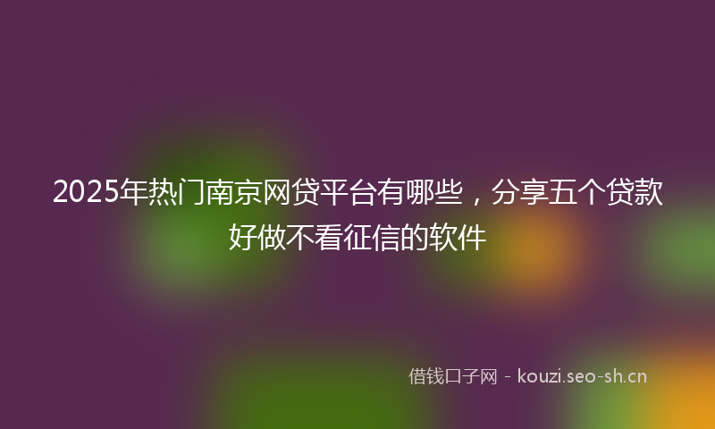 2025年热门南京网贷平台有哪些，分享五个贷款好做不看征信的软件