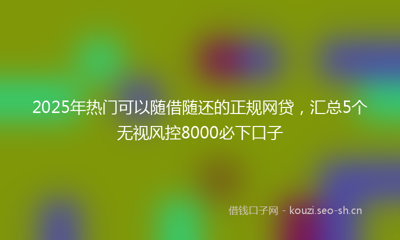 2025年热门可以随借随还的正规网贷，汇总5个无视风控8000必下口子