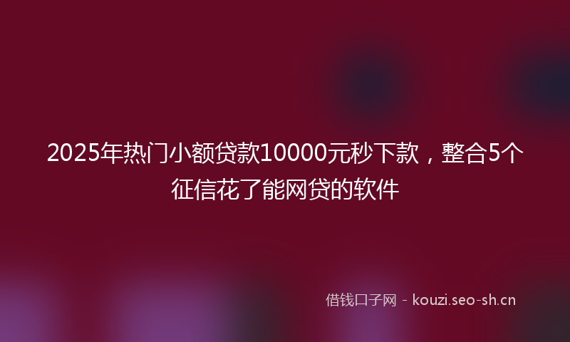 2025年热门小额贷款10000元秒下款，整合5个征信花了能网贷的软件