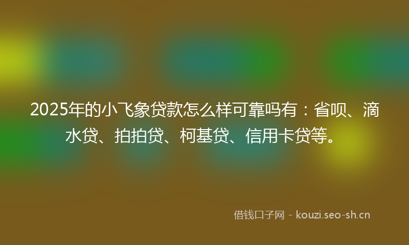2025年的小飞象贷款怎么样可靠吗有：省呗、滴水贷、拍拍贷、柯基贷、信用卡贷等。