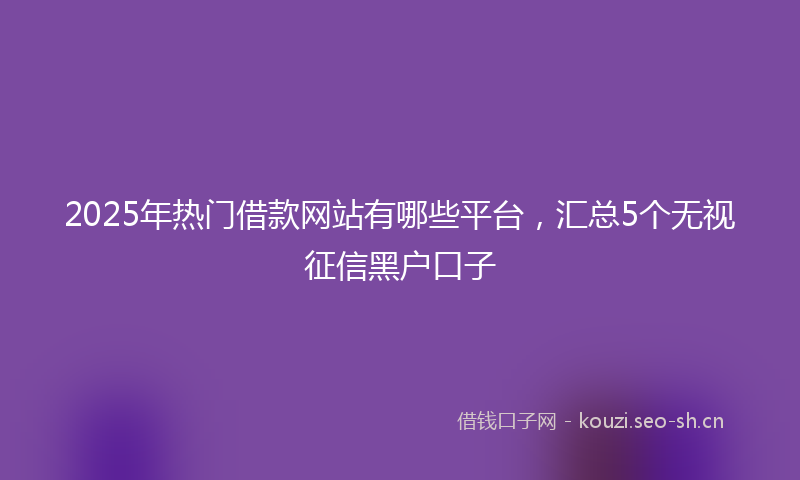 2025年热门借款网站有哪些平台，汇总5个无视征信黑户口子