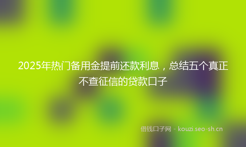 2025年热门备用金提前还款利息，总结五个真正不查征信的贷款口子