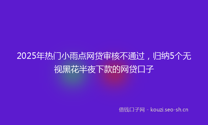 2025年热门小雨点网贷审核不通过，归纳5个无视黑花半夜下款的网贷口子