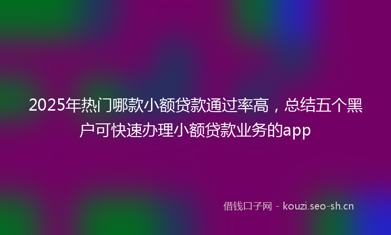 2025年热门哪款小额贷款通过率高，总结五个黑户可快速办理小额贷款业务的app