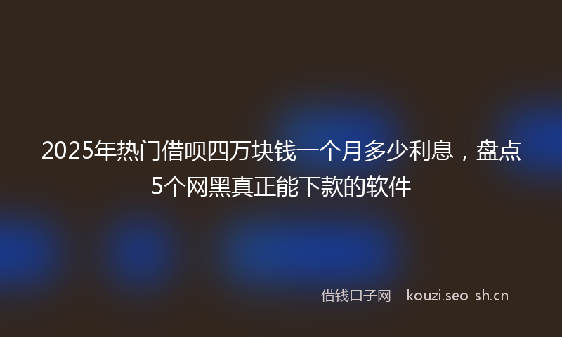2025年热门借呗四万块钱一个月多少利息，盘点5个网黑真正能下款的软件