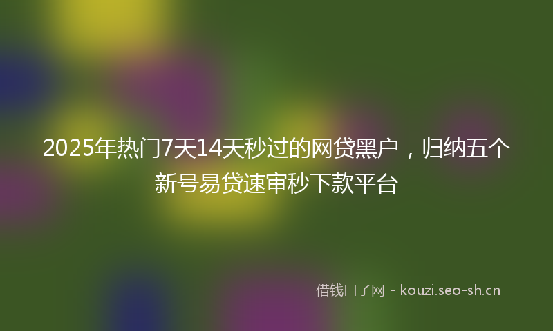 2025年热门7天14天秒过的网贷黑户，归纳五个新号易贷速审秒下款平台