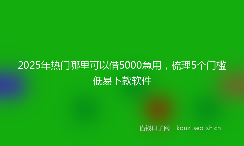 2025年热门哪里可以借5000急用，梳理5个门槛低易下款软件